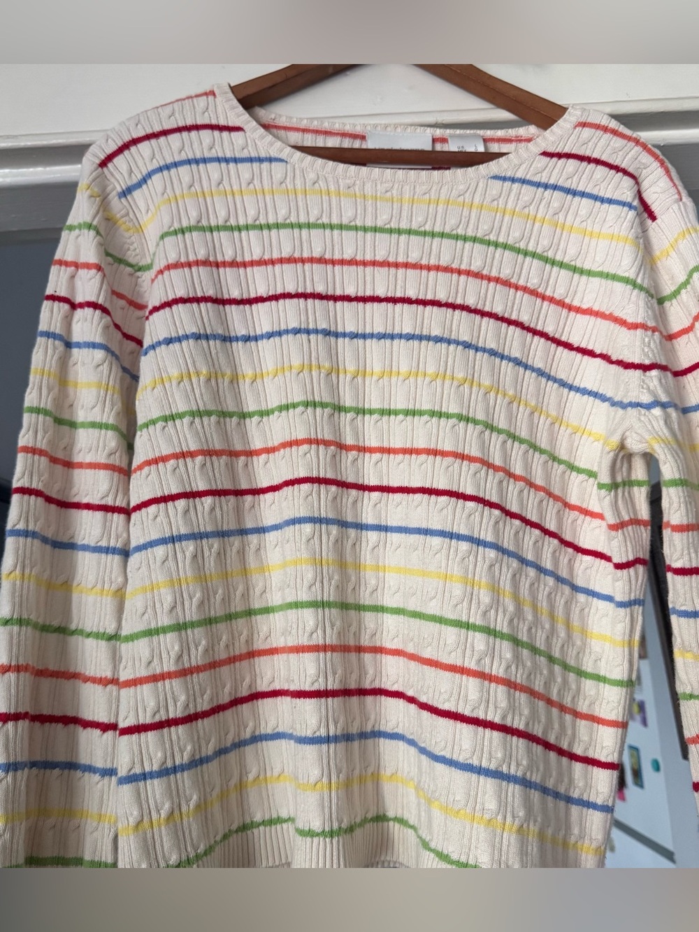 Vintage Liz Claiborne pullover striped, rainbow colors sweater crew neck size L